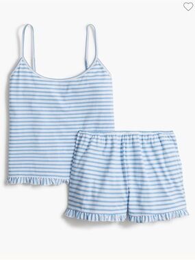 J. Crew Light Blue & White Striped Cami Pajama Short Set NWT